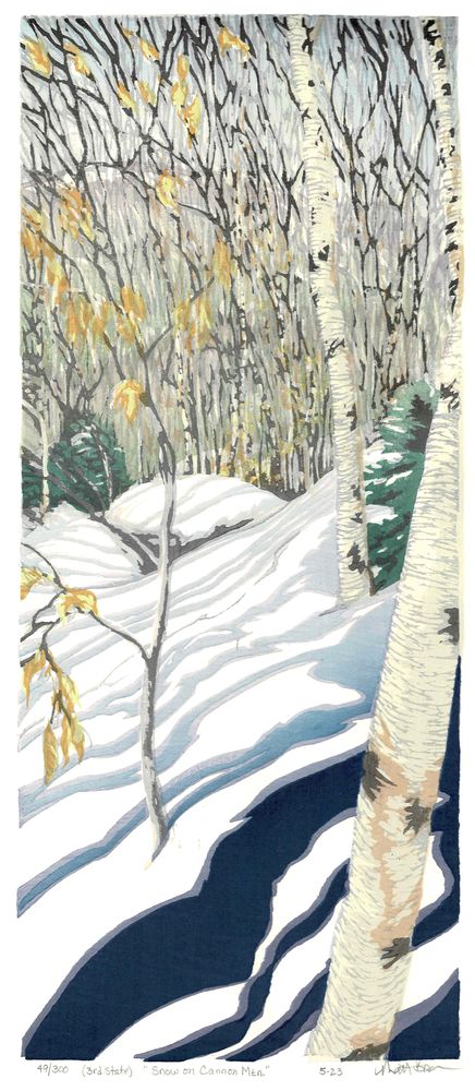 Matt Brown Woodblock Print Snow on Cannon Mtn, 3rd state